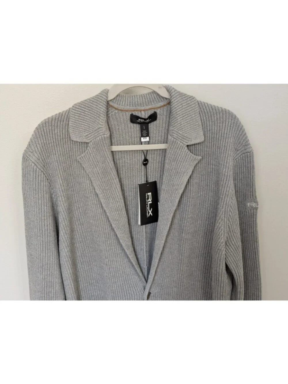 RLX Ralph Lauren Cotton Coolmax Cardigan SweaterSz L Notch Collar Preppy Golf